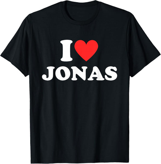 I Heart (Love) Jonas Personalized First Name Jonas Groovy T-Shirt - T-Shirt | Black