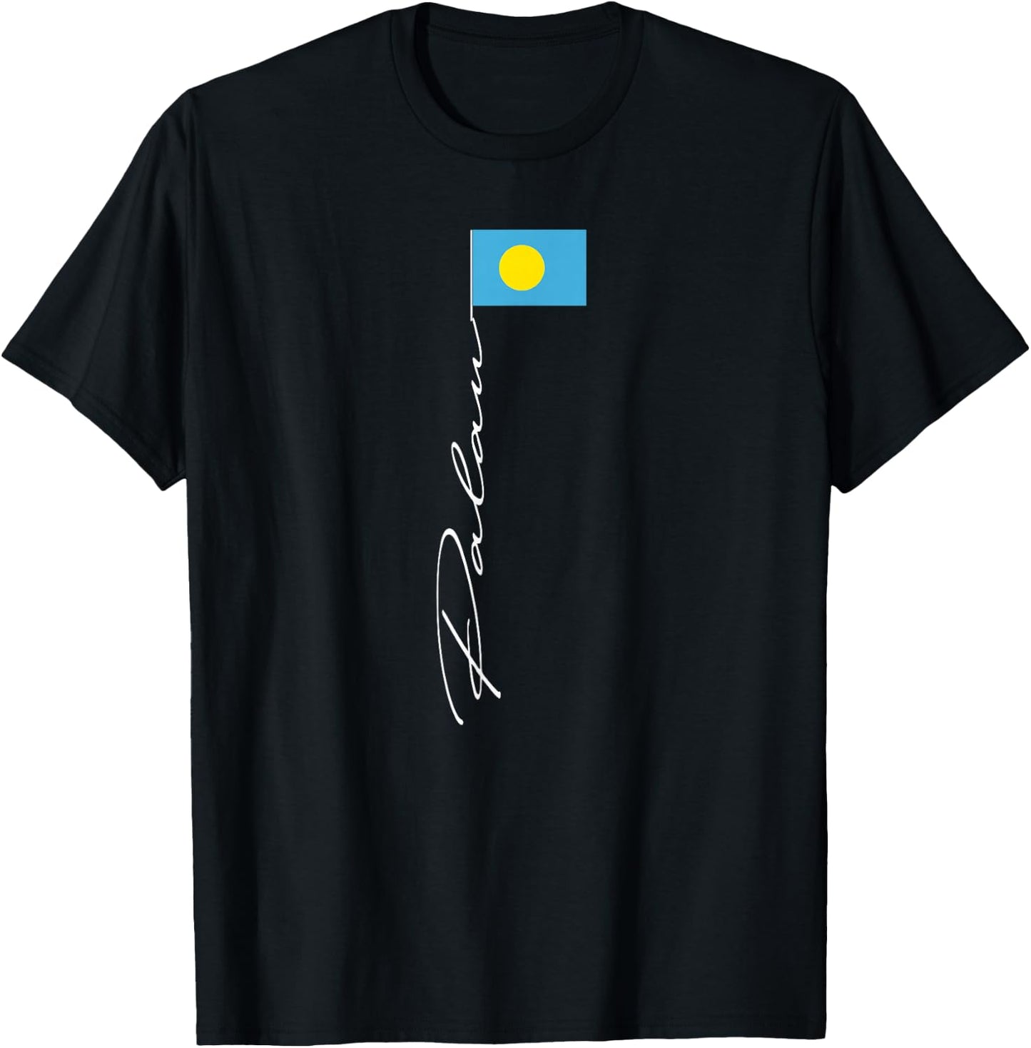 Palau Signature Flag Pole Patriotic Palau Flag T-Shirt - T-Shirt | Black