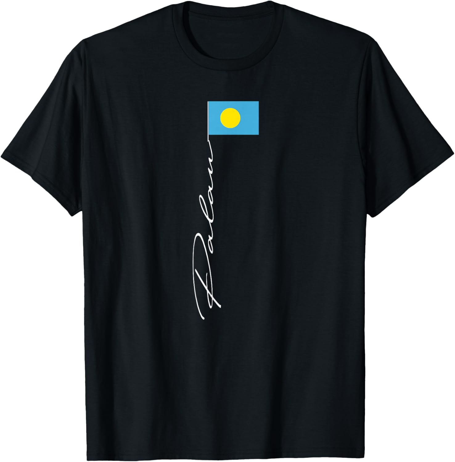 Palau Signature Flag Pole Patriotic Palau Flag T-Shirt - T-Shirt | Black