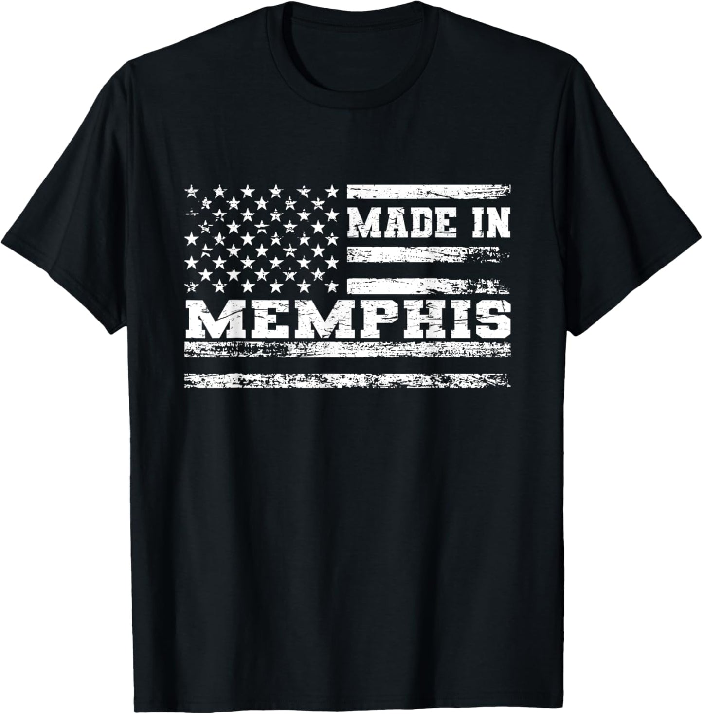 Made In Memphis Vintage US Flag T-Shirt - T-Shirt | Black