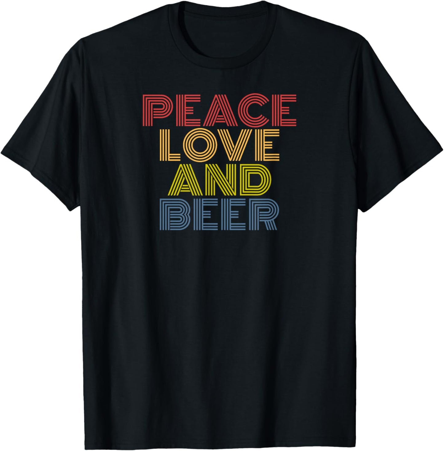 Peace Love And Beer retro 70s vintage T-Shirt - T-Shirt | Black