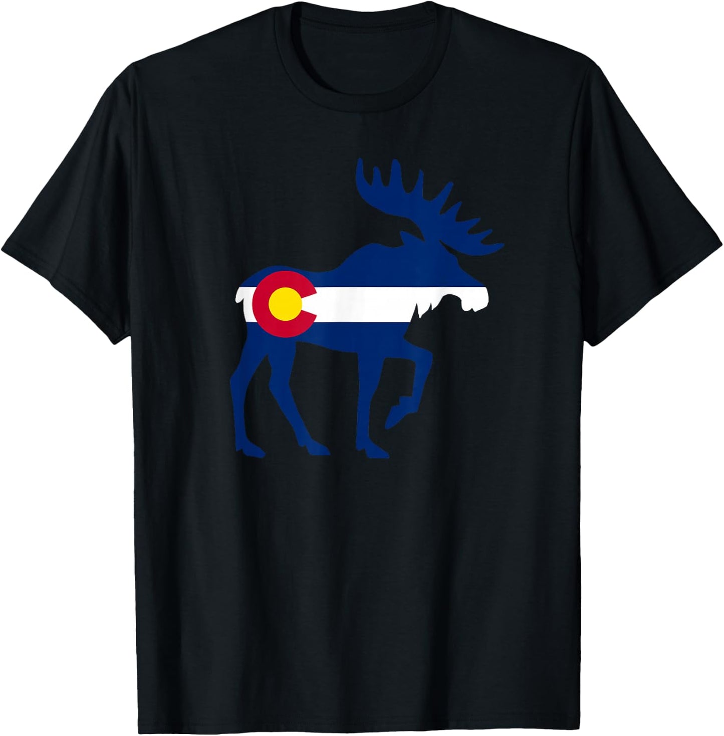 Colorado Flag Moose Colorado Flag T-Shirt - T-Shirt | Black