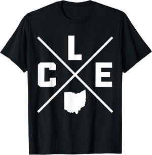 Cleveland Ohio CLE State Map Vintage Pride T-Shirt - T-Shirt | Black