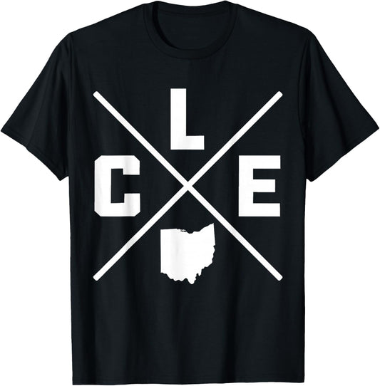Cleveland Ohio CLE State Map Vintage Pride T-Shirt - T-Shirt | Black