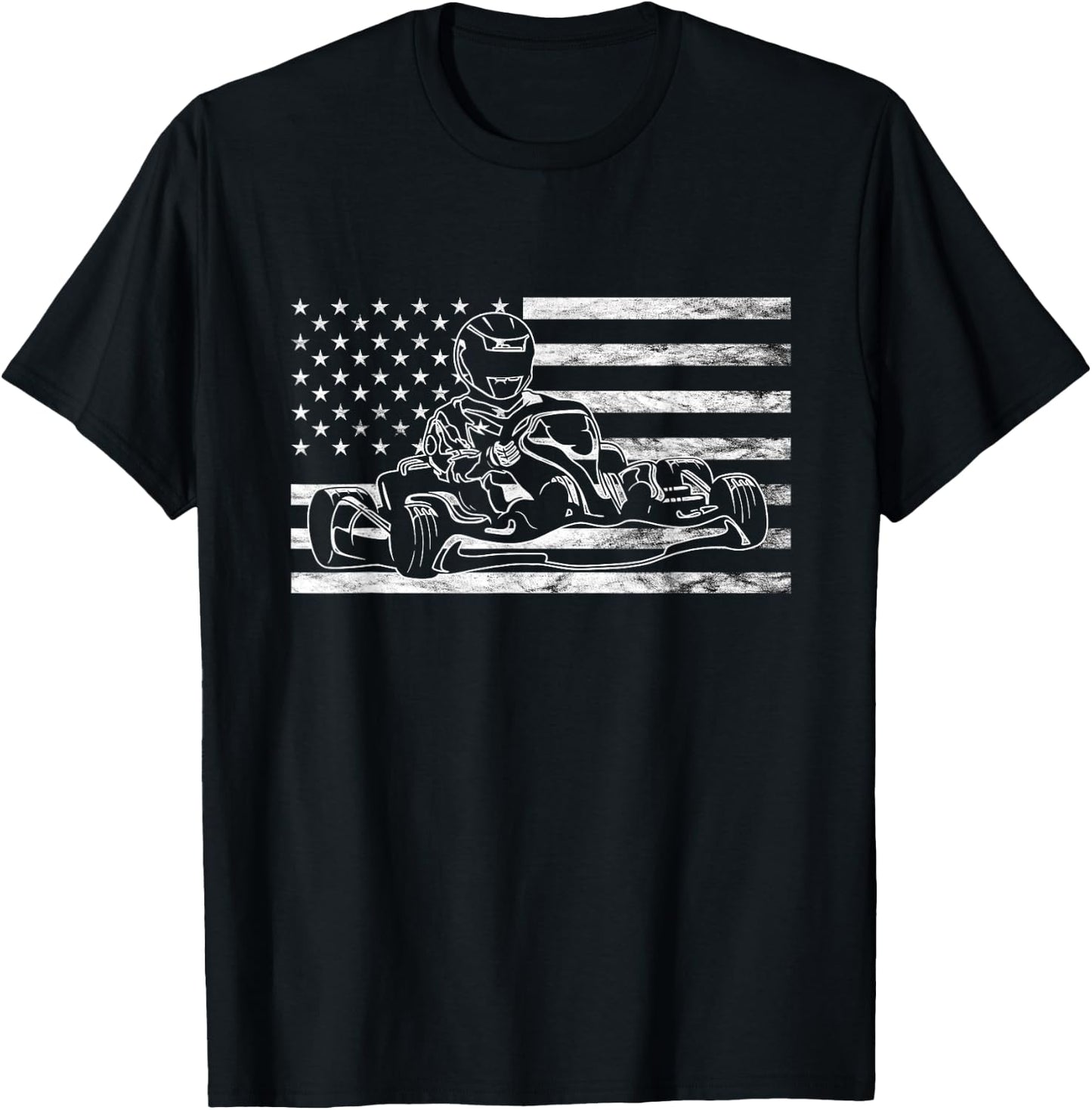 American Go Kart Racing USA Gokart Driver Go Cart Racer T-Shirt - T-Shirt | Black