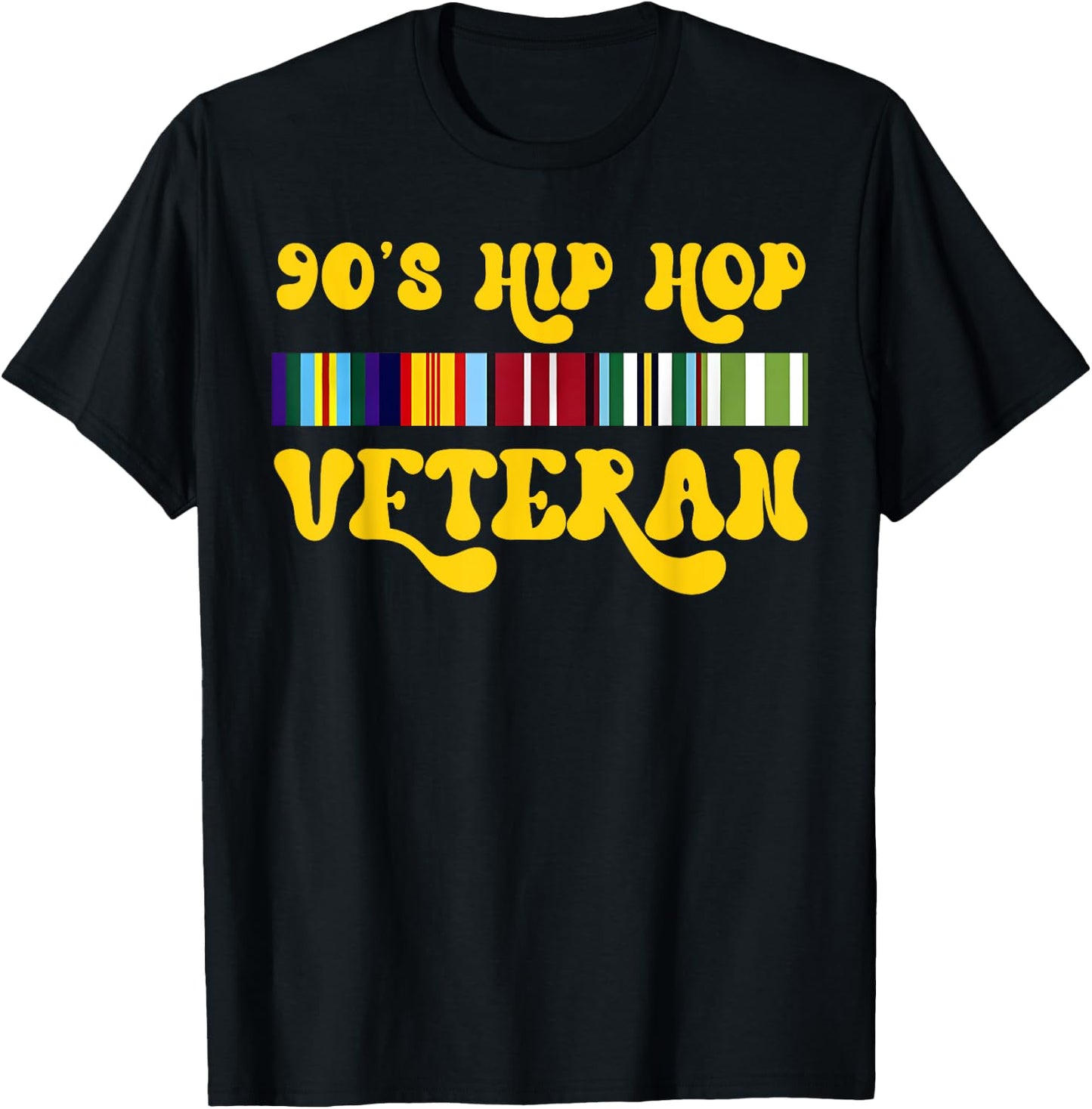 Retro Groovy 90s Hip Hop Music Veteran Vintage Old Army T-Shirt - T-Shirt | Black