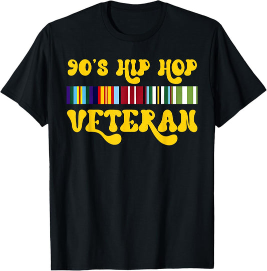 Retro Groovy 90s Hip Hop Music Veteran Vintage Old Army T-Shirt - T-Shirt | Black