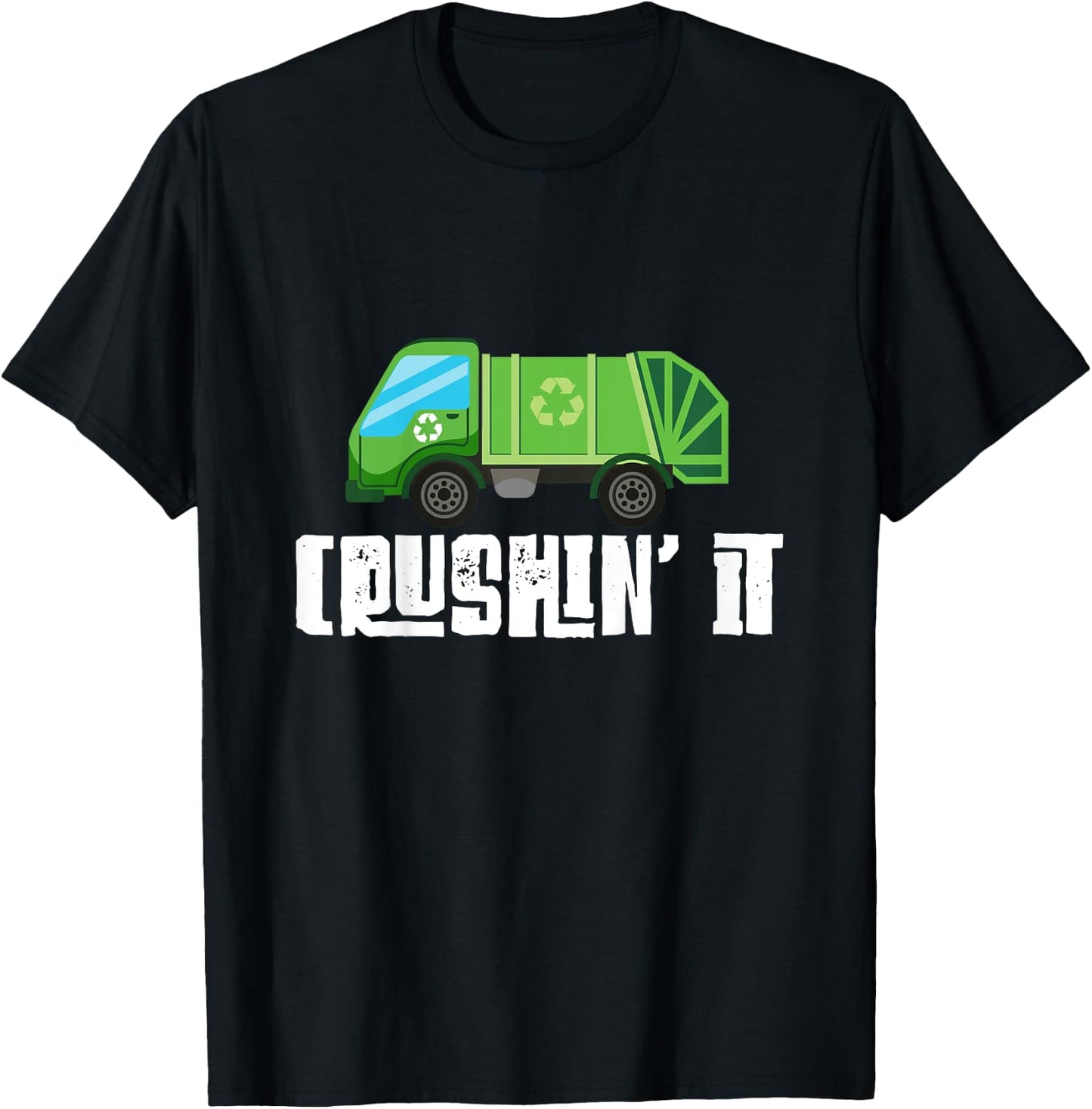 Kids Garbage Truck Crushin' It Kids Toddler Garbage Day T-Shirt - T-Shirt | Black