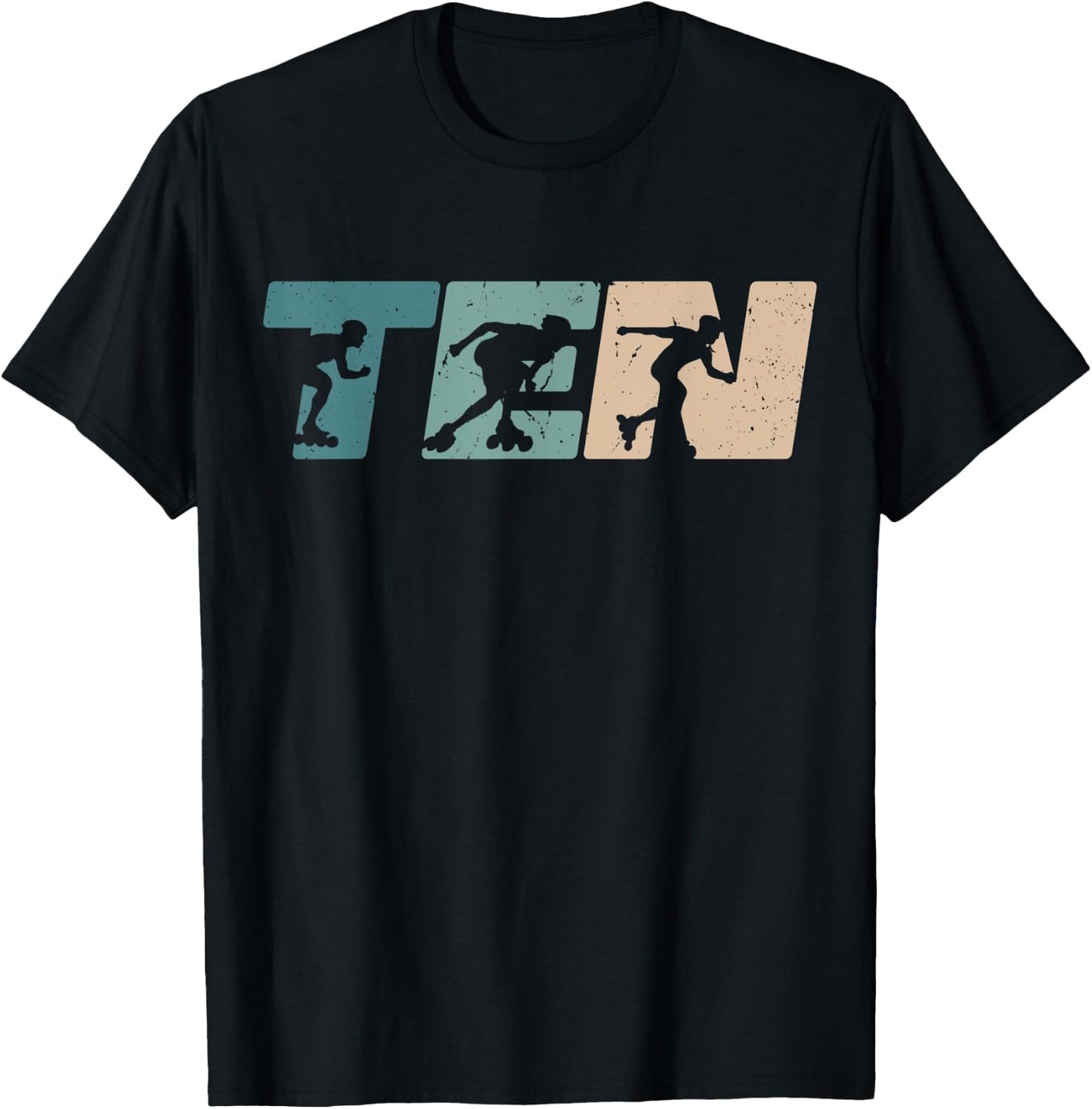 10th Birthday Inline Skater Rollerblading Boys Kids Retro T-Shirt - T-Shirt | Black