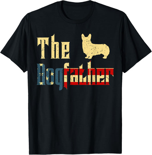 Dogfather Father Day Gift Best Welsh Corgi Dad Ever 4th July T-Shirt - T-Shirt | Black
