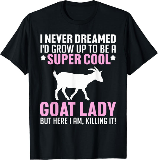 Cool Goat Design Girls Farmer Farming Goat Lover T-Shirt - T-Shirt | Black