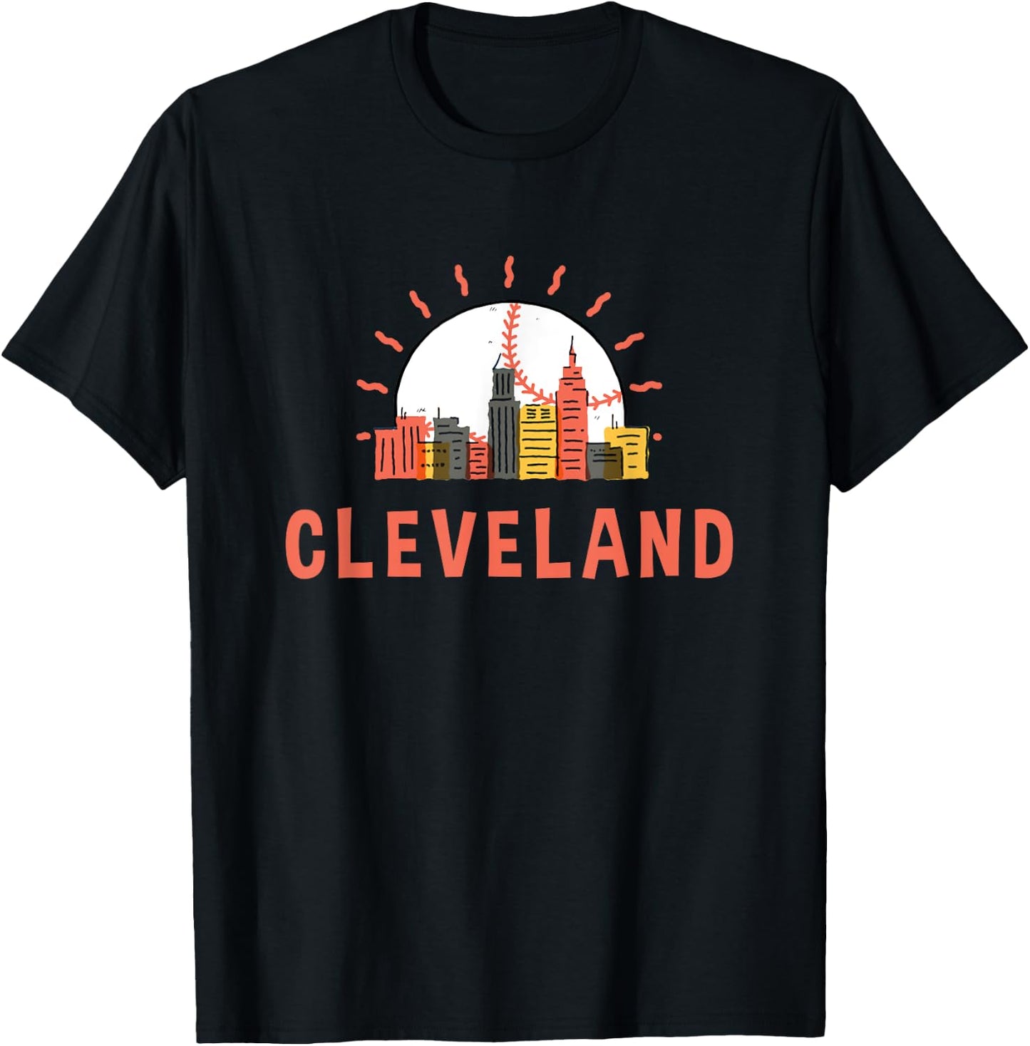 Ohio Cleveland Skyline Cityscape T-Shirt - T-Shirt | Black