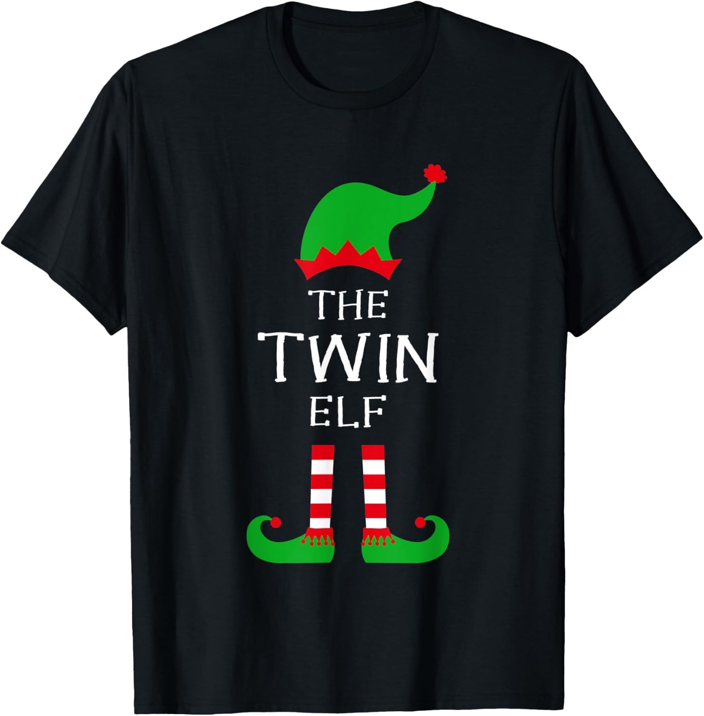 The Twin Elf Matching Family Group Idea Funny Christmas T-Shirt - T-Shirt | Black