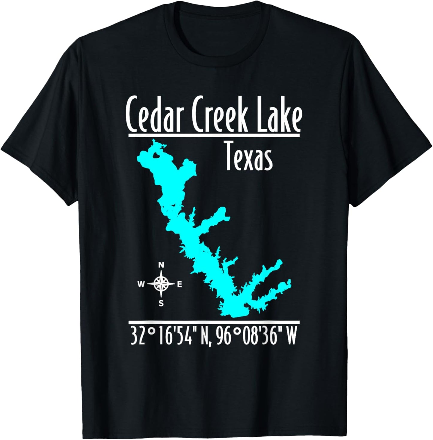 Modern Cedar Creek Lake - Texas T-Shirt - T-Shirt | Black