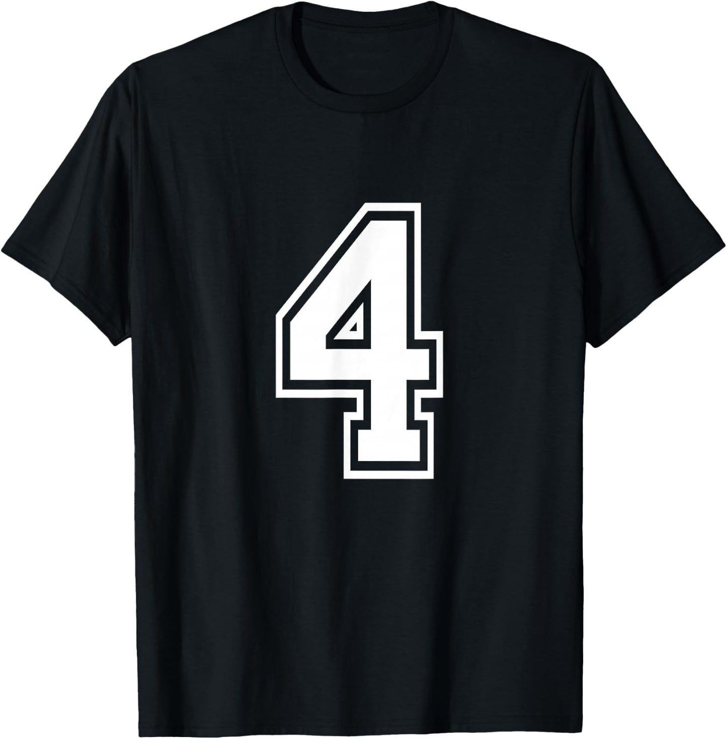 Number 4 Front + Back Varsity Sports Team 4rd Birthday T-Shirt - T-Shirt | Black