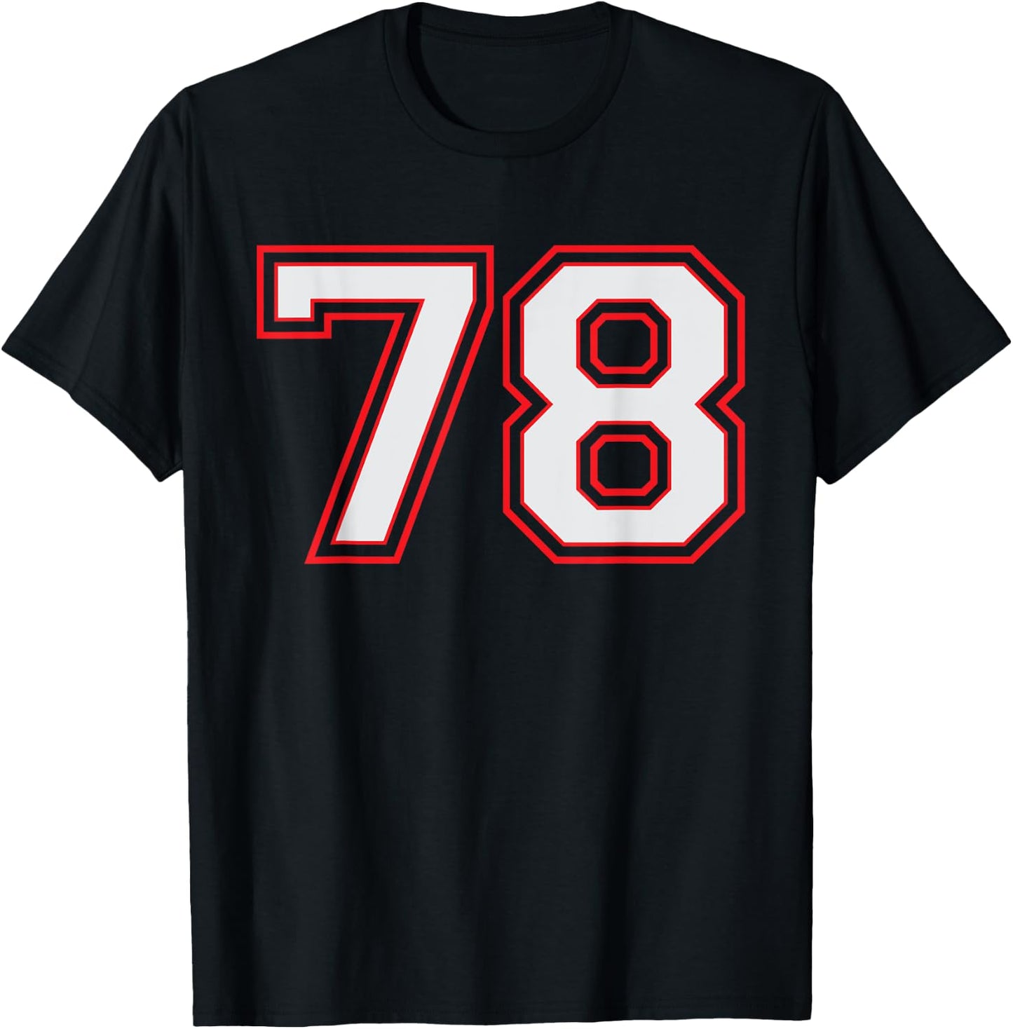 Red Number 78 Sports Player Jersey Fun Game Winner #78 Lucky T-Shirt - T-Shirt | Black