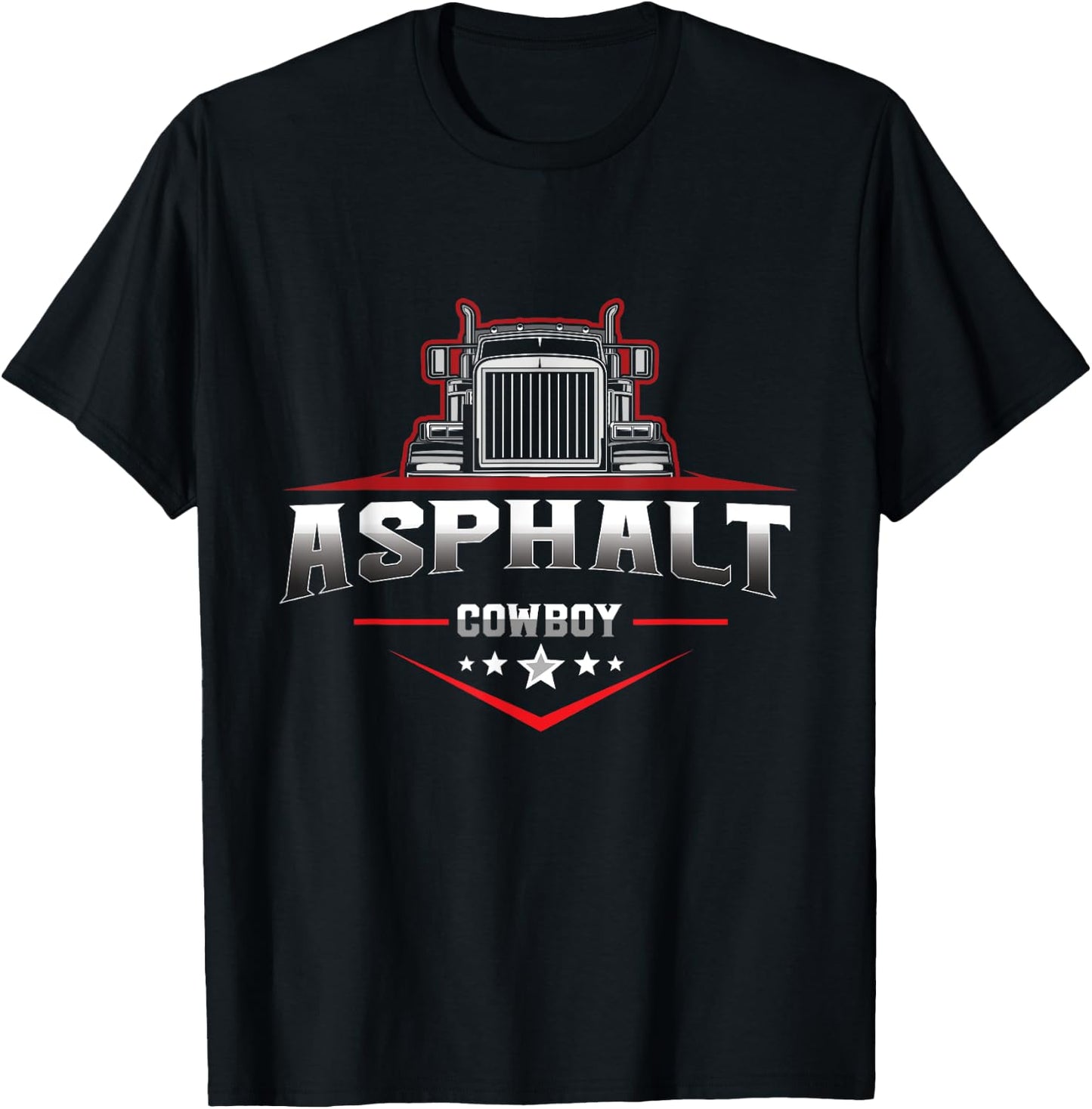 Asphalt Cowboy Trucker Truck Driver Highway 18 Wheeler Road T-Shirt - T-Shirt | Black