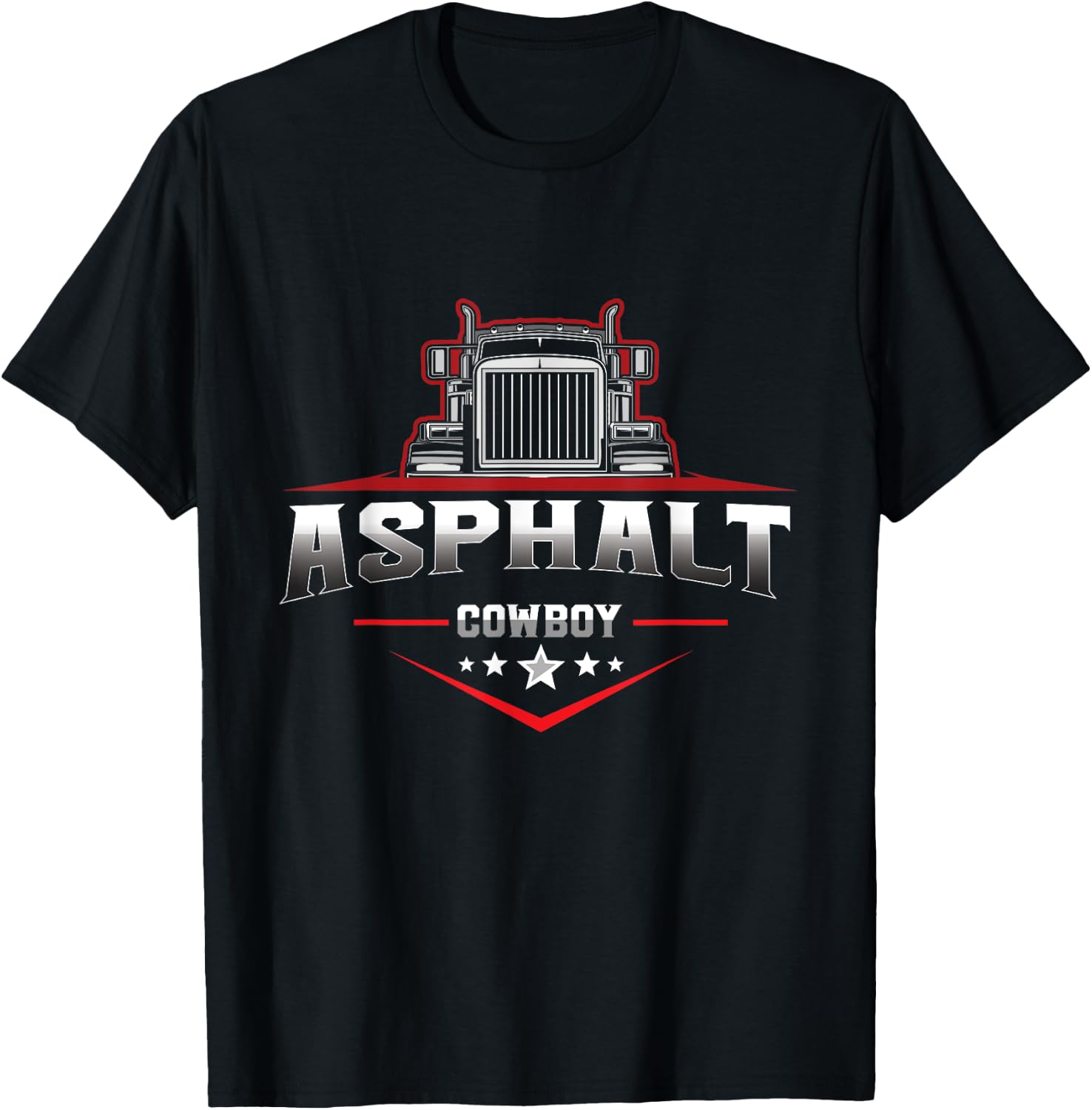 Asphalt Cowboy Trucker Truck Driver Highway 18 Wheeler Road T-Shirt - T-Shirt | Black