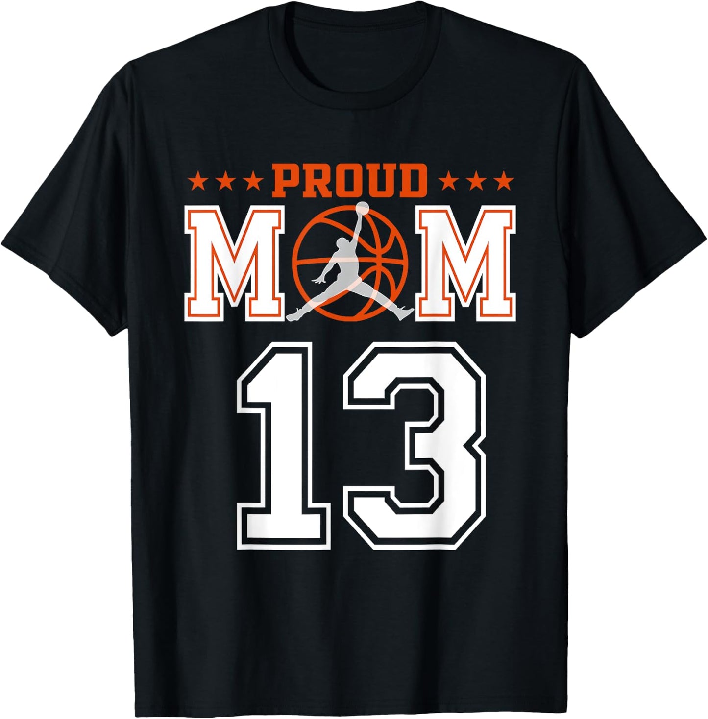 Custom Number 13 Proud Basketball Mom Personalized Sport Lov T-Shirt - T-Shirt | Black