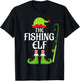 Fishing Elf Matching Family Group Christmas Party Xmas Funny T-Shirt - T-Shirt | Black