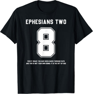 Ephesians 2:8 Bible Verse Team Sports Jersey T-Shirt - T-Shirt | Black