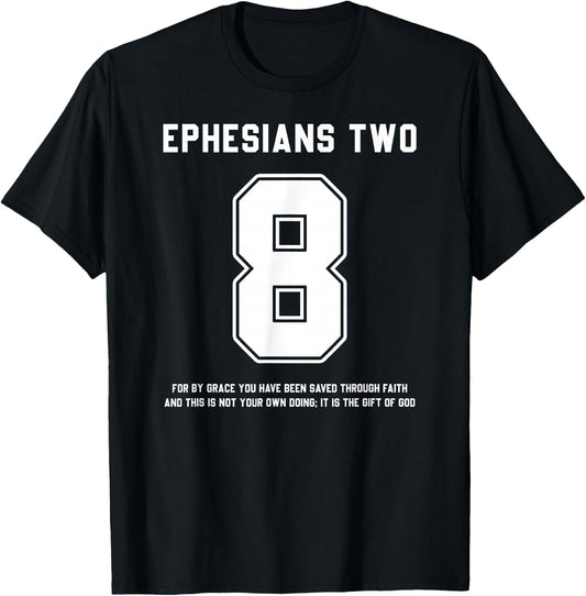 Ephesians 2:8 Bible Verse Team Sports Jersey T-Shirt - T-Shirt | Black
