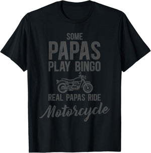 Some Papas Play Bingo Real Papas Ride Motorcycle T-Shirt - T-Shirt | Black
