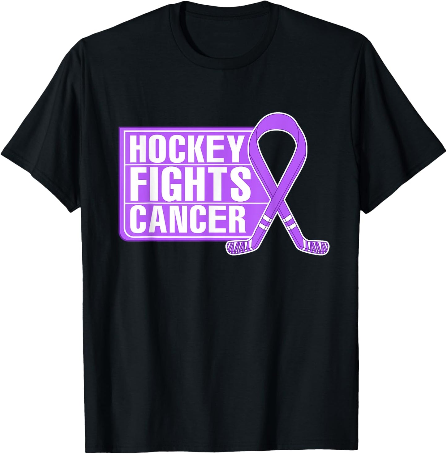 Family Member Support Hockey Fights Cancer Awareness T-Shirt - T-Shirt | Black