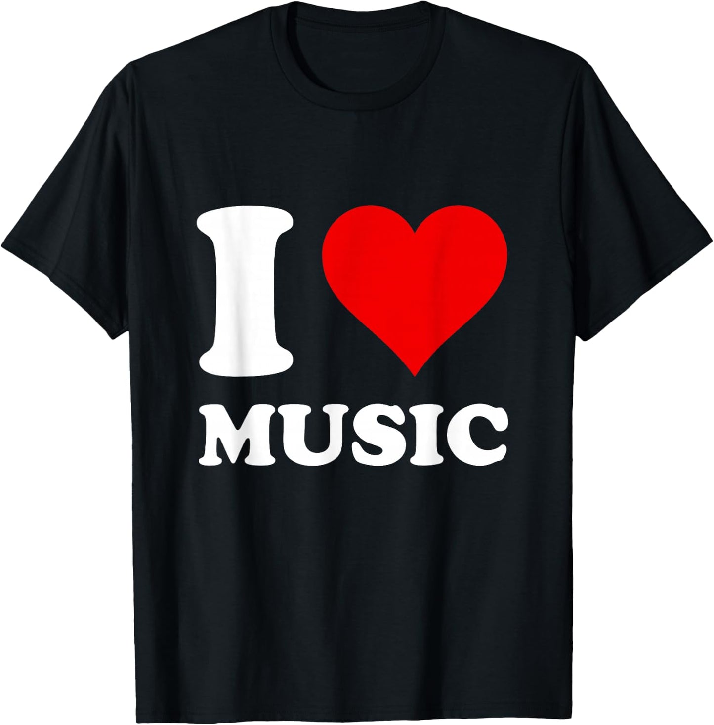 Red Heart I Love Music T-Shirt - T-Shirt | Black