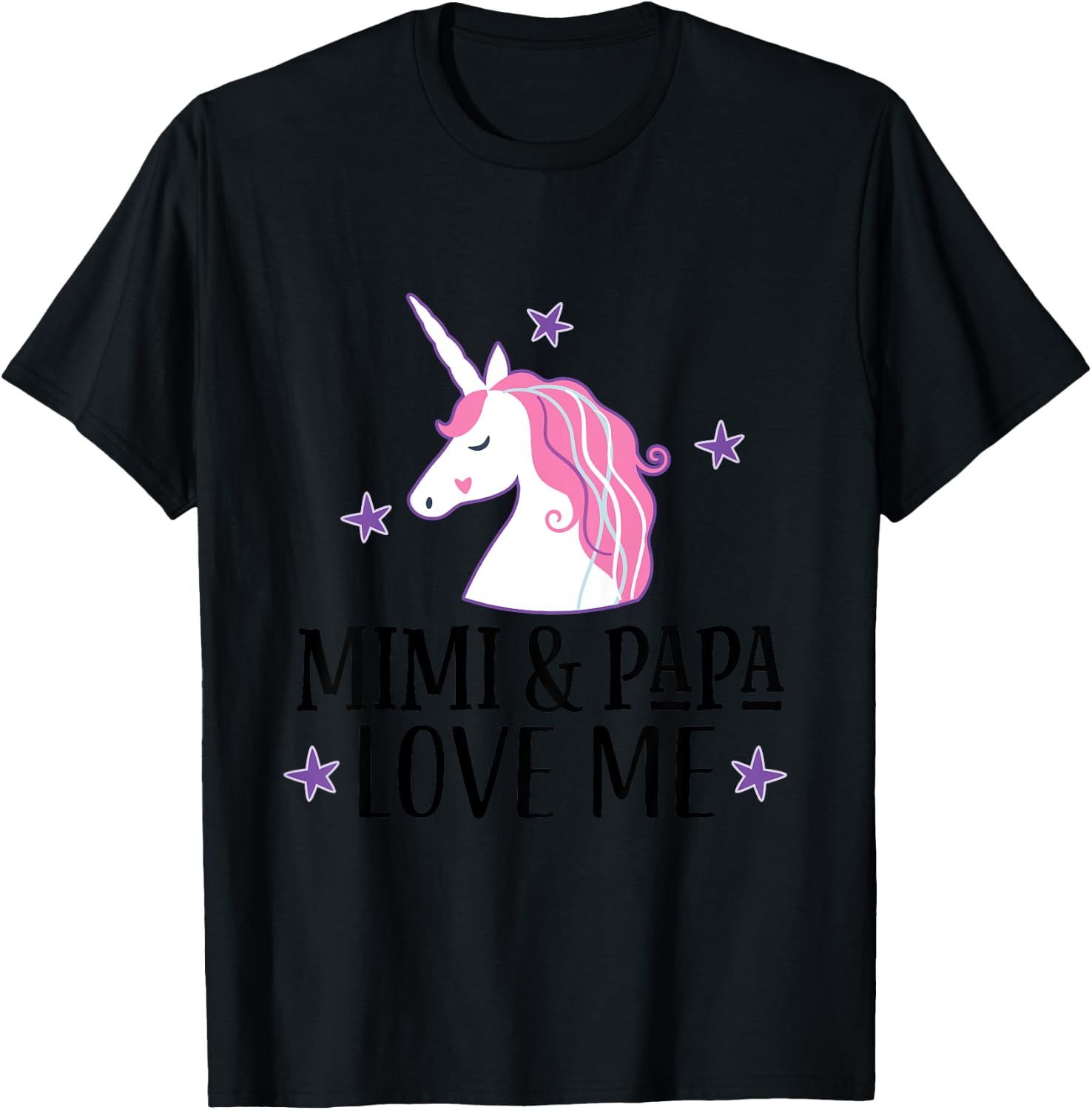 Mimi and Papa Love Me Granddaughter Unicorn T-Shirt - T-Shirt | Black