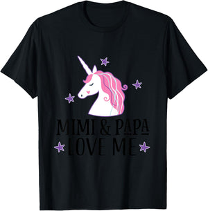 Mimi and Papa Love Me Granddaughter Unicorn T-Shirt - T-Shirt | Black