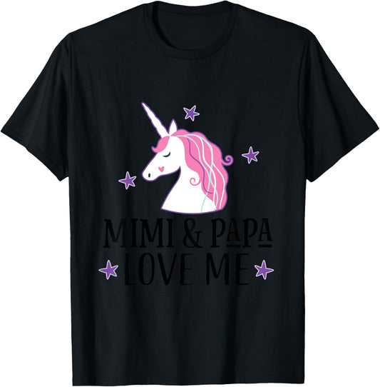 Mimi and Papa Love Me Granddaughter Unicorn T-Shirt - T-Shirt | Black
