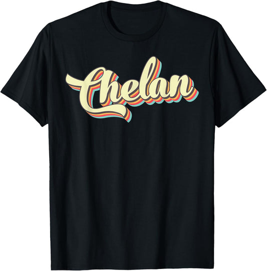Chelan Retro Art Baseball Font Vintage T-Shirt - T-Shirt | Black
