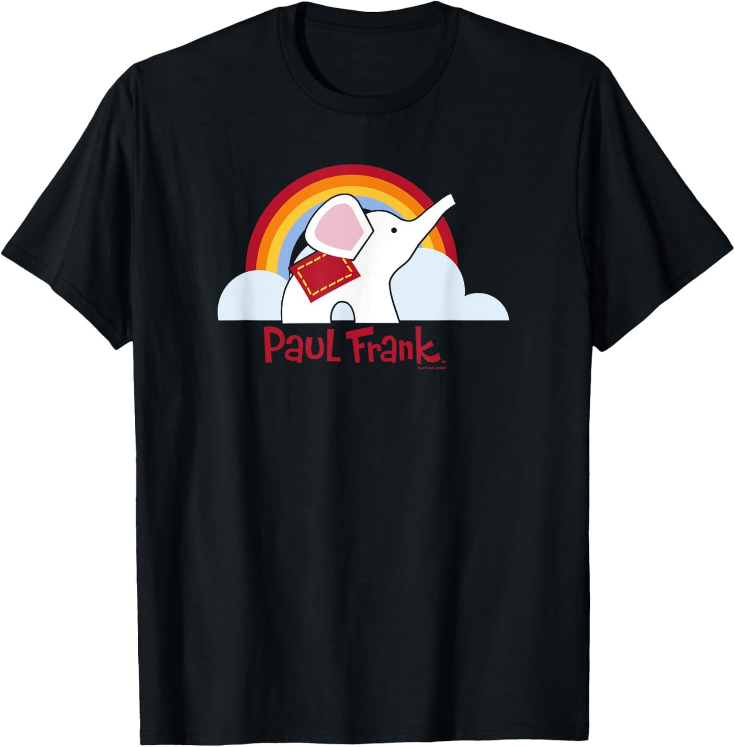 Paul Frank Ellie The Elephant Rainbow And Cloads Poster T-Shirt - T-Shirt | Black