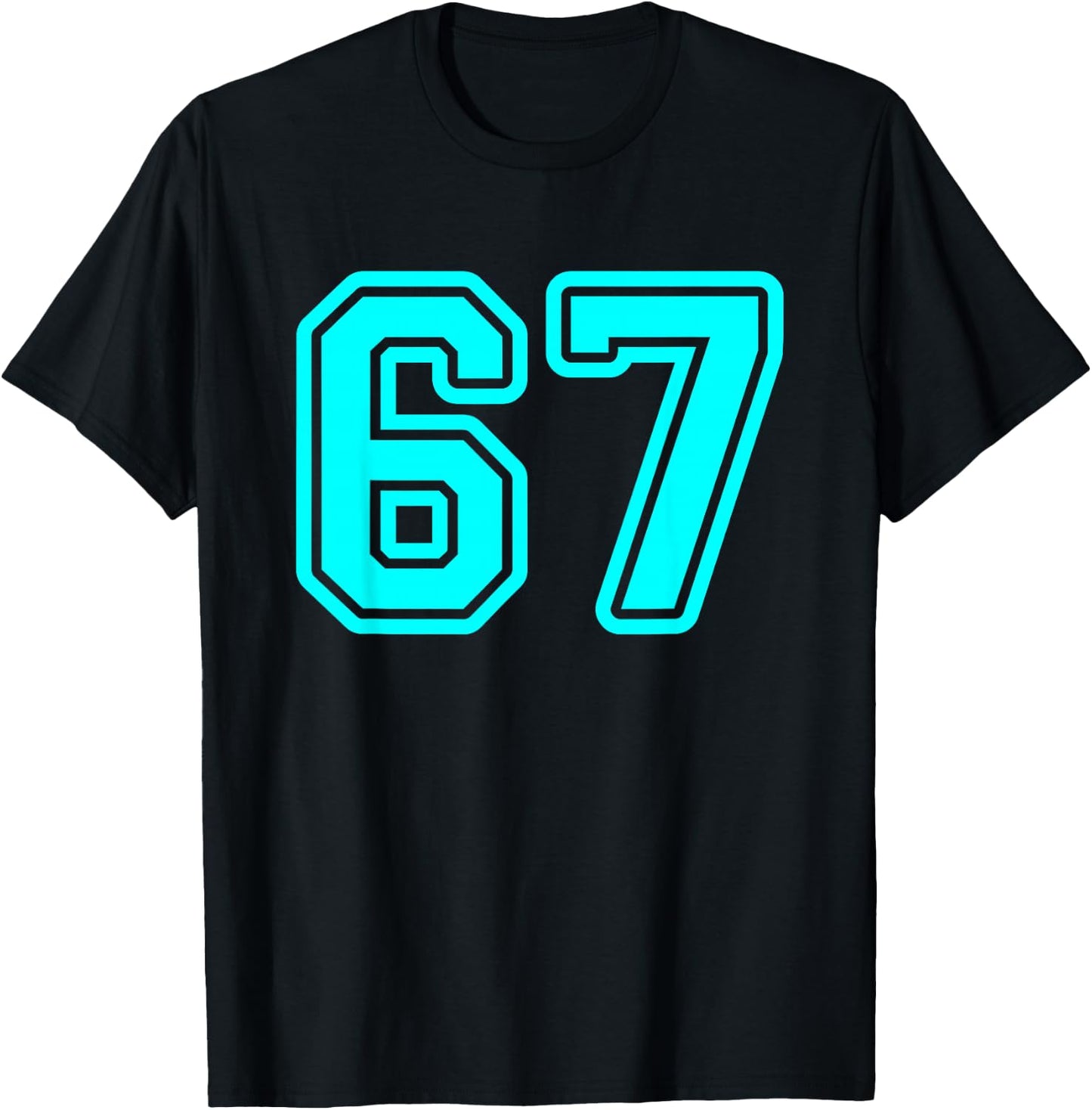Cyan Sports Team Number #67 T-Shirt - T-Shirt | Black