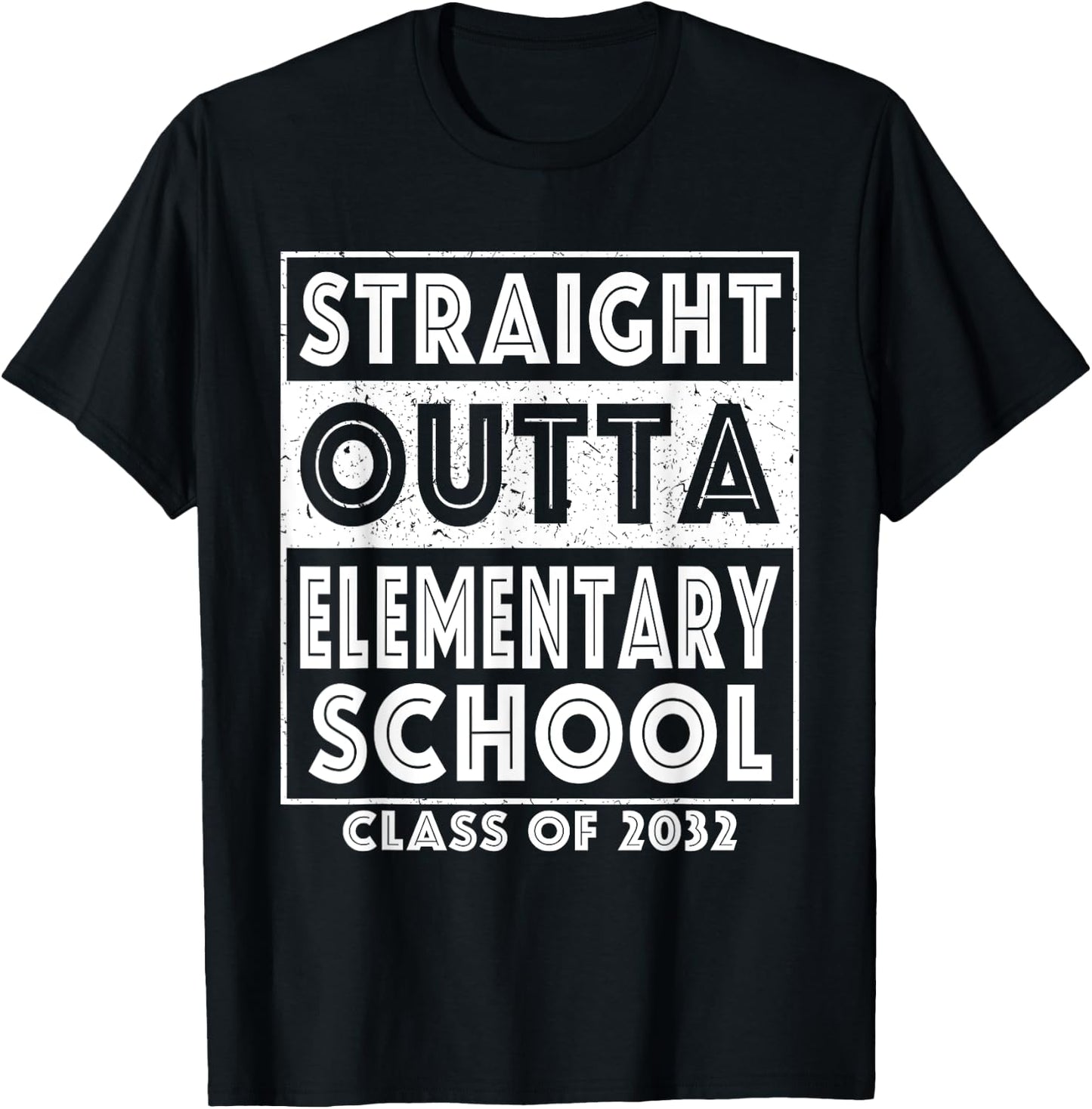 Straight Outta Elementary School Class Of 2032 Graduate T-Shirt - T-Shirt | Black