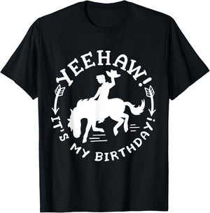 Yeehaw It's My Birthday Funny Western Rodeo Party Kids T-Shirt - T-Shirt | Black