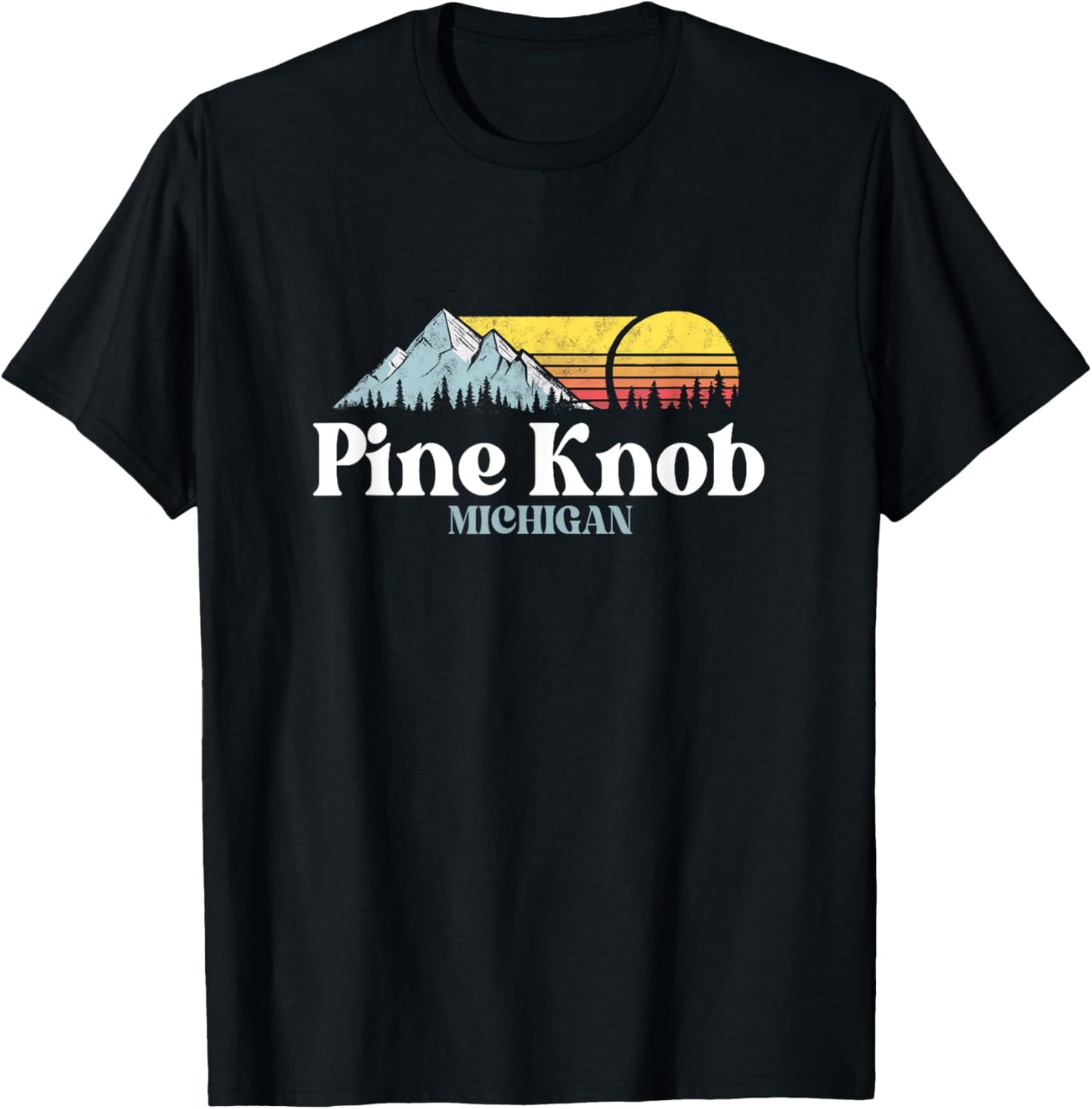 Pine Knob MICHIGAN, Ski Snowboarding Vacations Hiking Trails T-Shirt - T-Shirt | Black