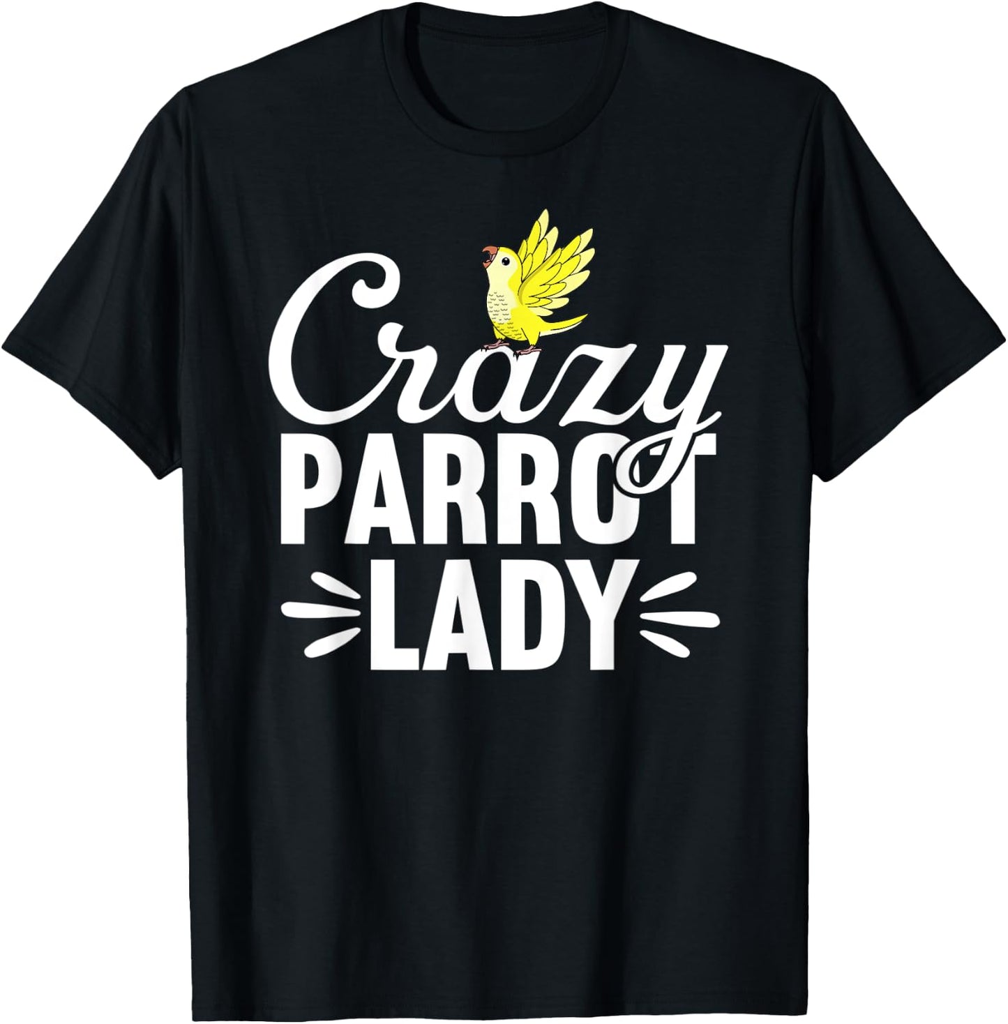 Crazy Parrot Lady | Yellow Lutino Monk Parakeet Quaker T-Shirt - T-Shirt | Black