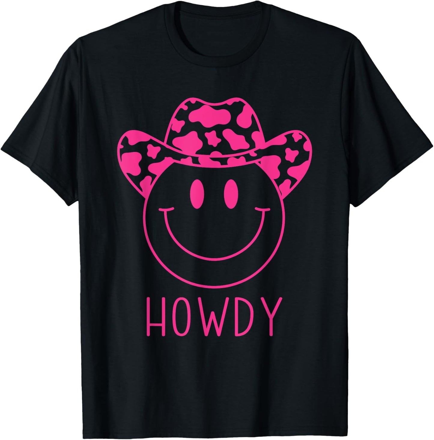 Howdy Western Happy Smiling Smile Face Cowgirl Cowboy Kids T-Shirt - T-Shirt | Black