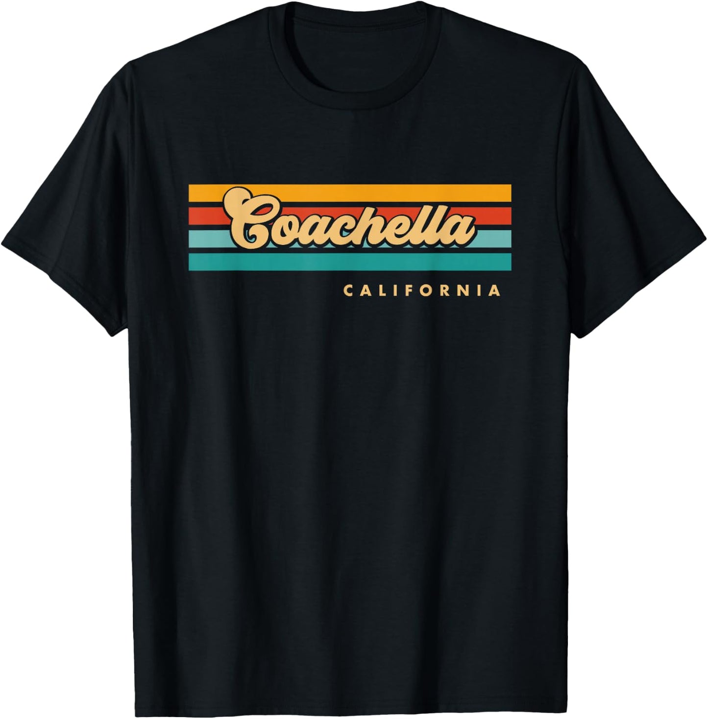 Vintage Sunset Stripes Coachella, California T-Shirt - T-Shirt | Black