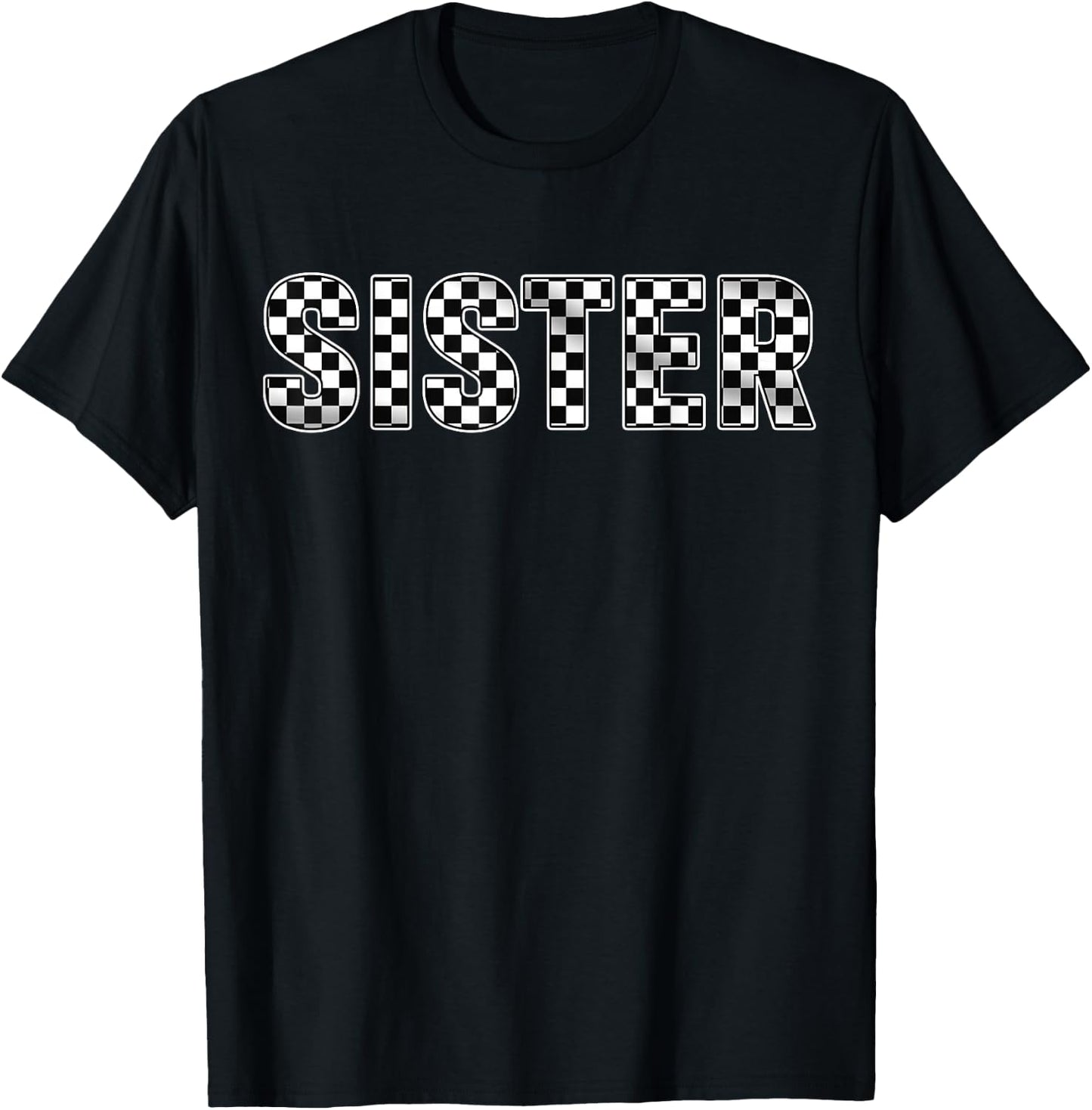 Pit Crew Sister Racing Car Family Matching Birthday Party T-Shirt - T-Shirt | Black