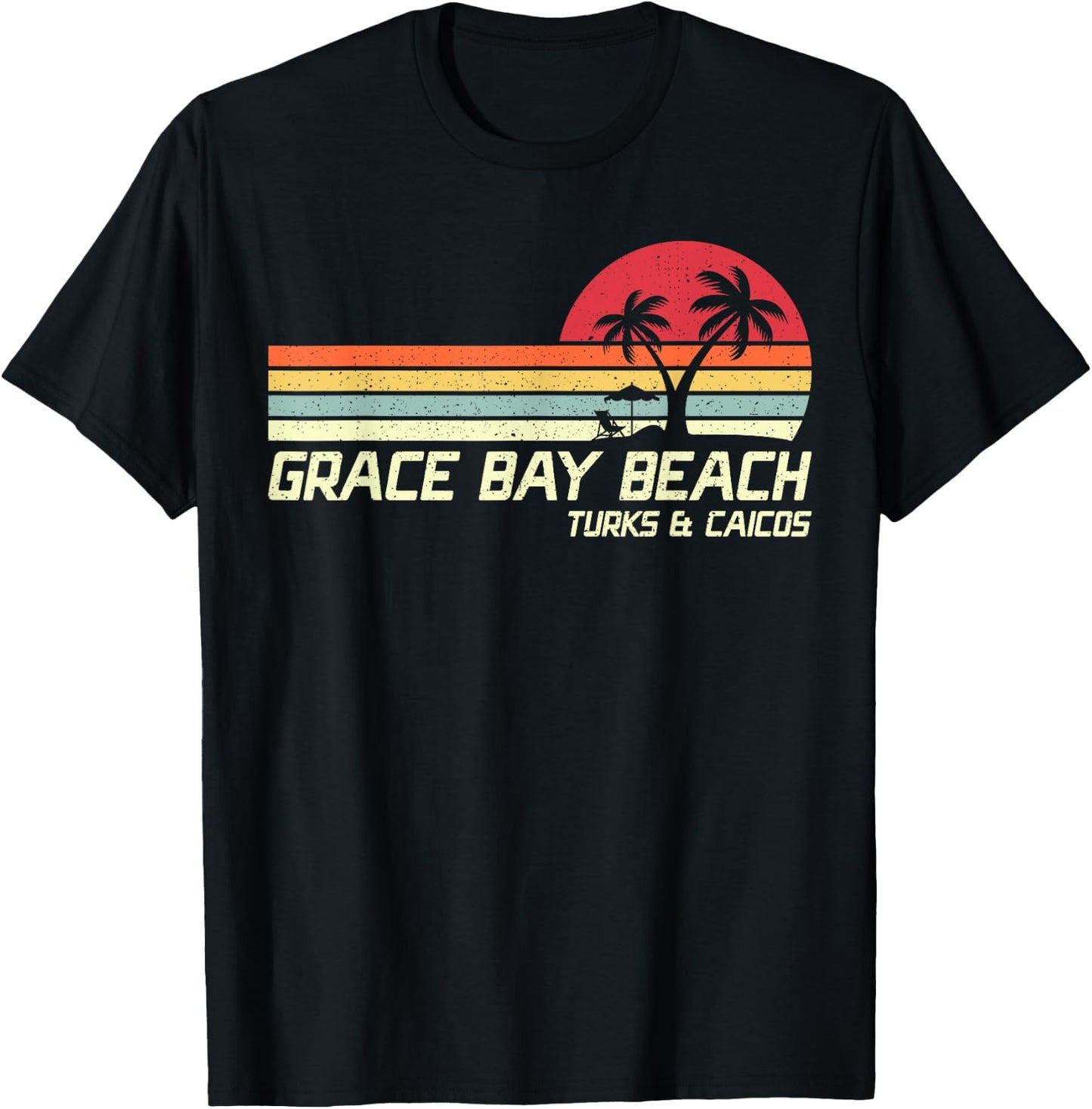 Summer Vacation Vintage Turks And Caicos Grace Bay Beach Women Kids T-Shirt - T-Shirt | Black