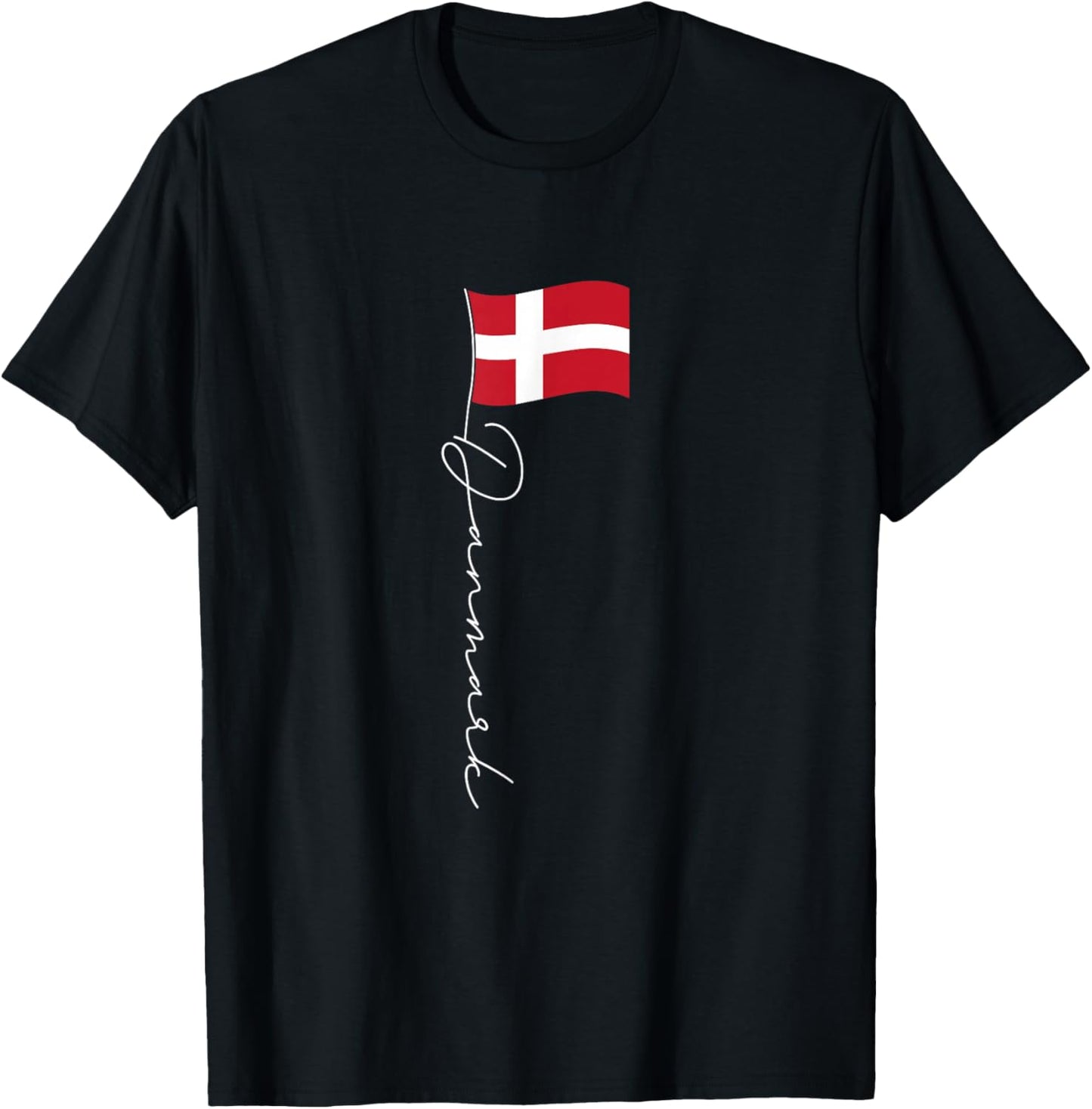 Family Heritage Gifts Denmark Signature Flag Pole - Elegant Patriotic Danish Flag T-Shirt - T-Shirt | Black