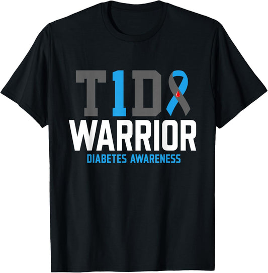 Diabetes Awareness T1D Warrior Type One 1 diabetic warrior T-Shirt - T-Shirt | Black