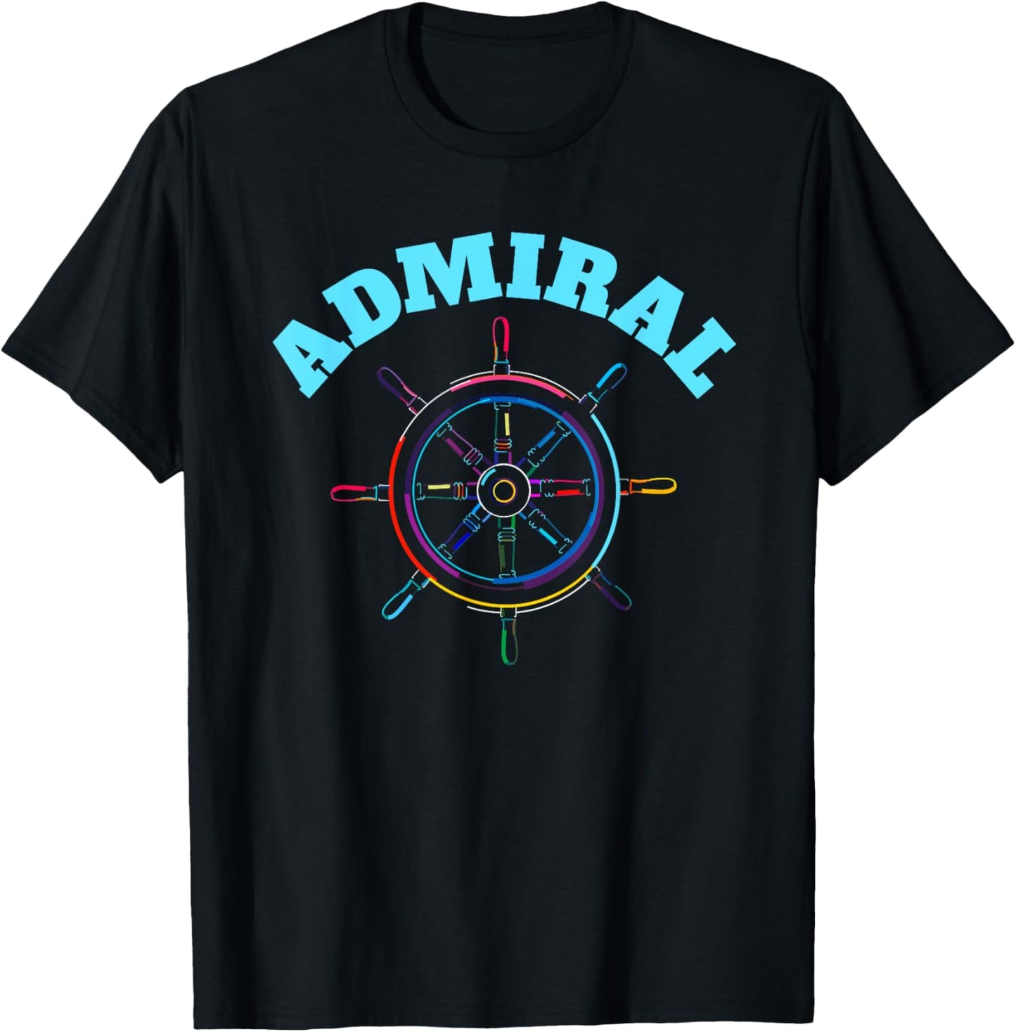 Sailing Boating Steer Wheel Pop Art Admiral T-Shirt - T-Shirt | Black