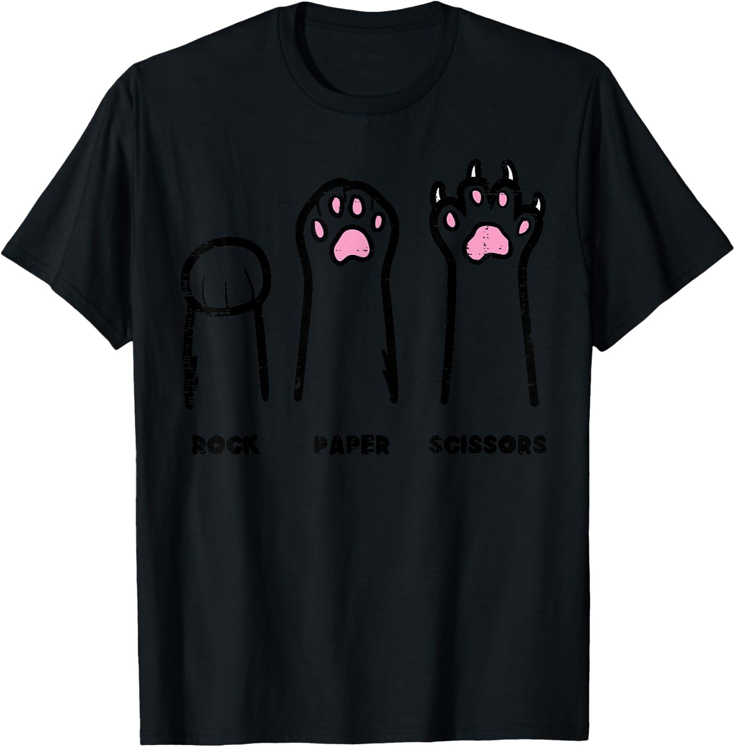 Rock Paper Scissors Cat Paws Funny Boys Girls Kids Toddler T-Shirt - T-Shirt | Black