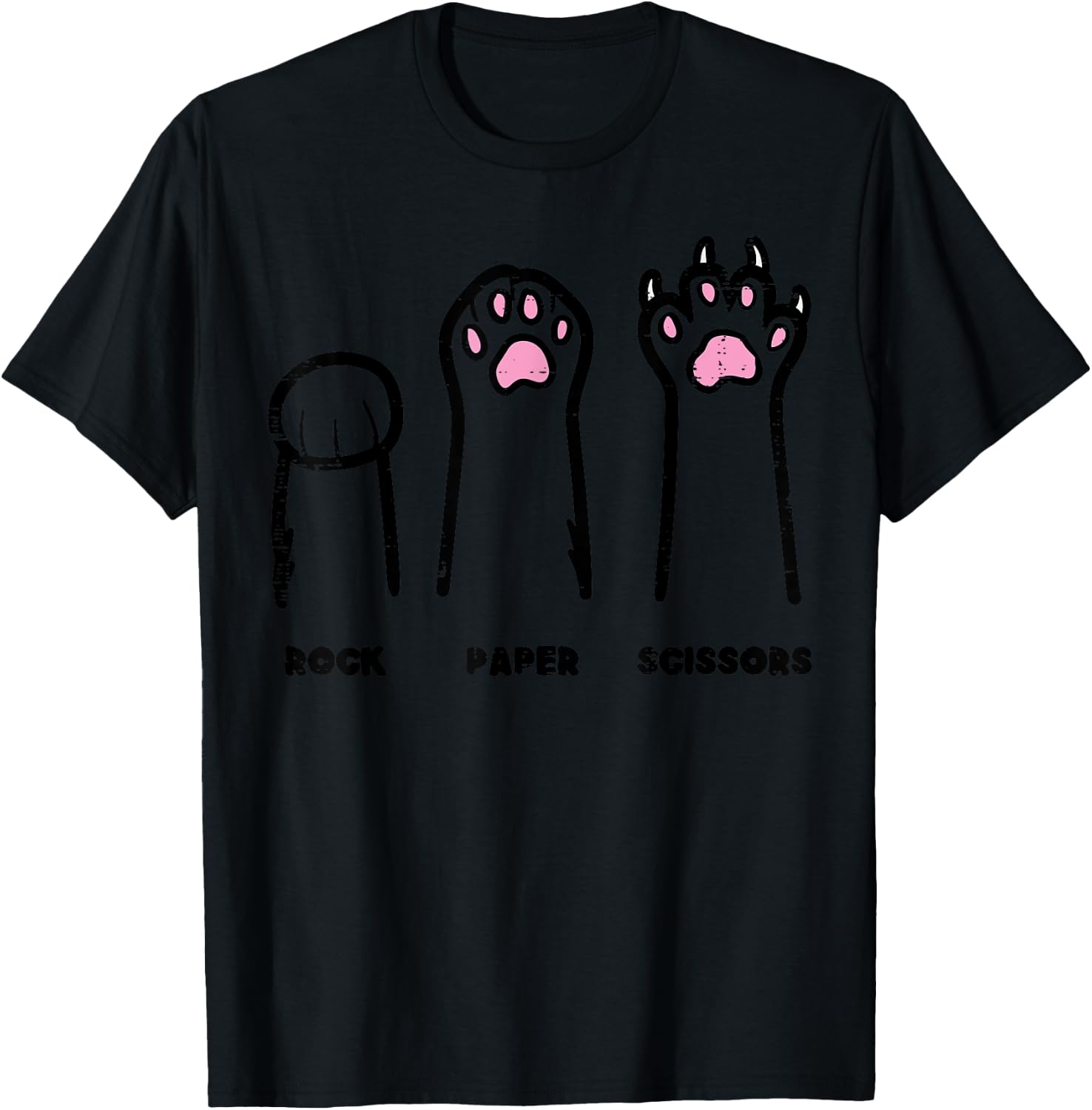 Rock Paper Scissors Cat Paws Funny Boys Girls Kids Toddler T-Shirt - T-Shirt | Black