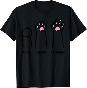 Rock Paper Scissors Cat Paws Funny Boys Girls Kids Toddler T-Shirt - T-Shirt | Black