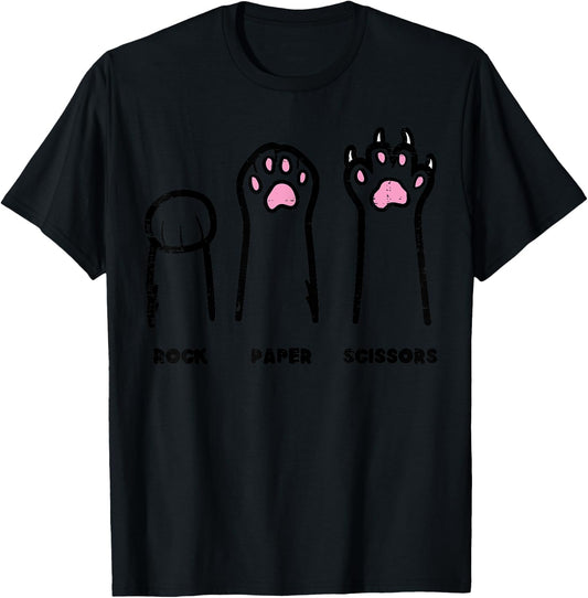 Rock Paper Scissors Cat Paws Funny Boys Girls Kids Toddler T-Shirt - T-Shirt | Black